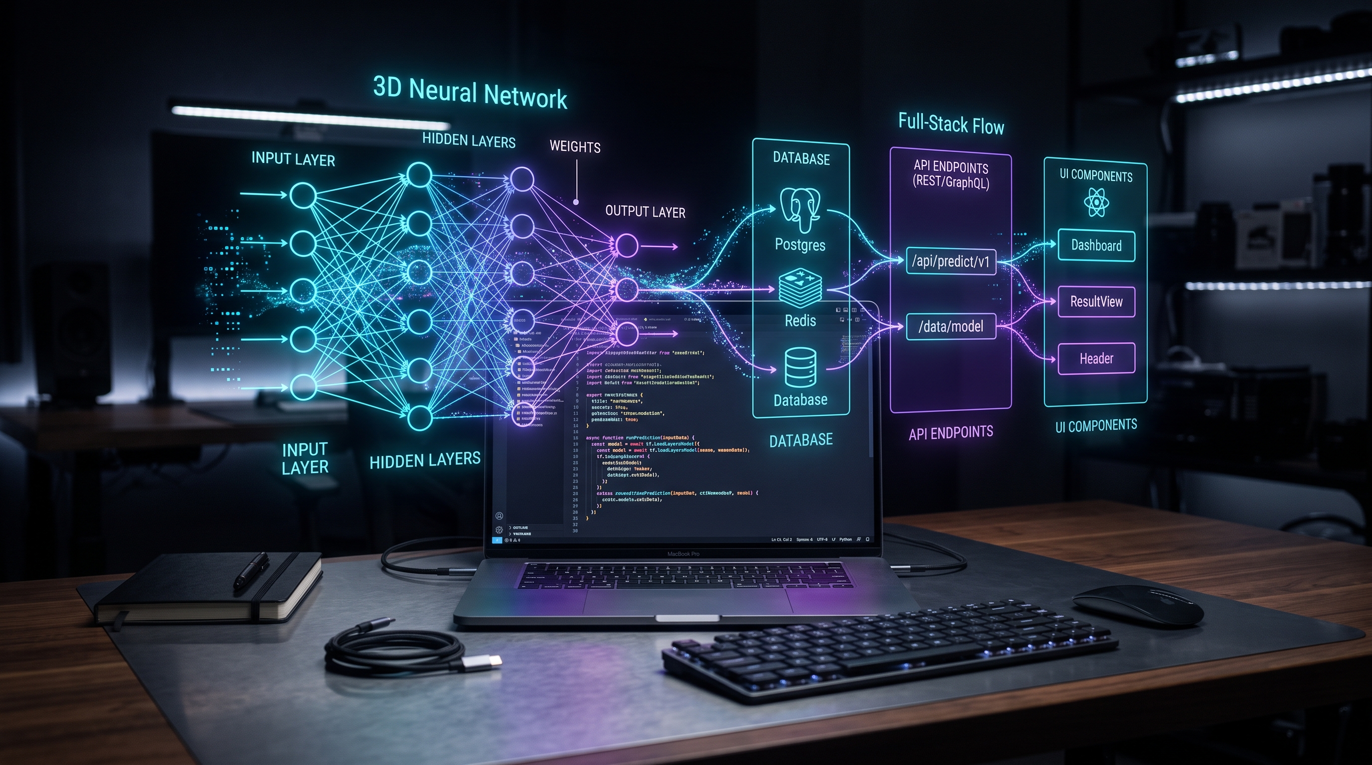 Futuristic technology and AI visualization